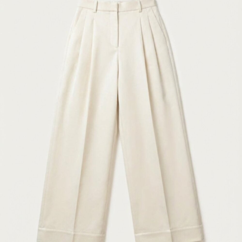 Banana Republic Carmel Pleated Wide-Leg Pant | Cream | Size 6